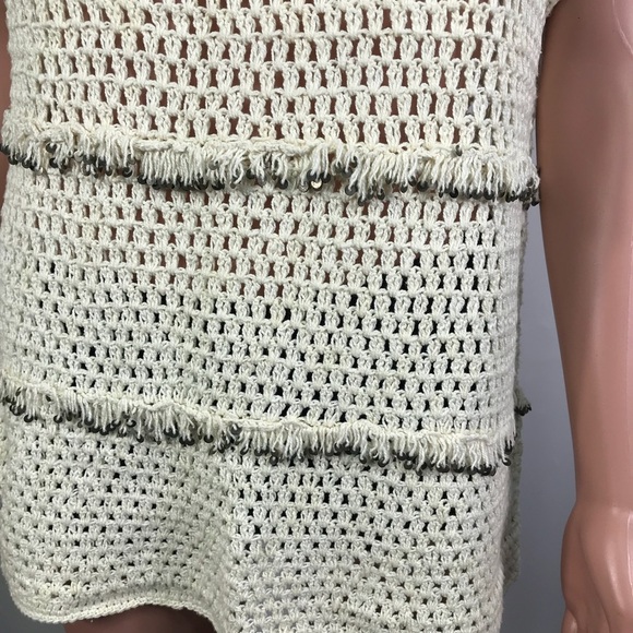 NWT Joie Natural Ivory Crochet Sequin Top Small - Picture 8 of 8